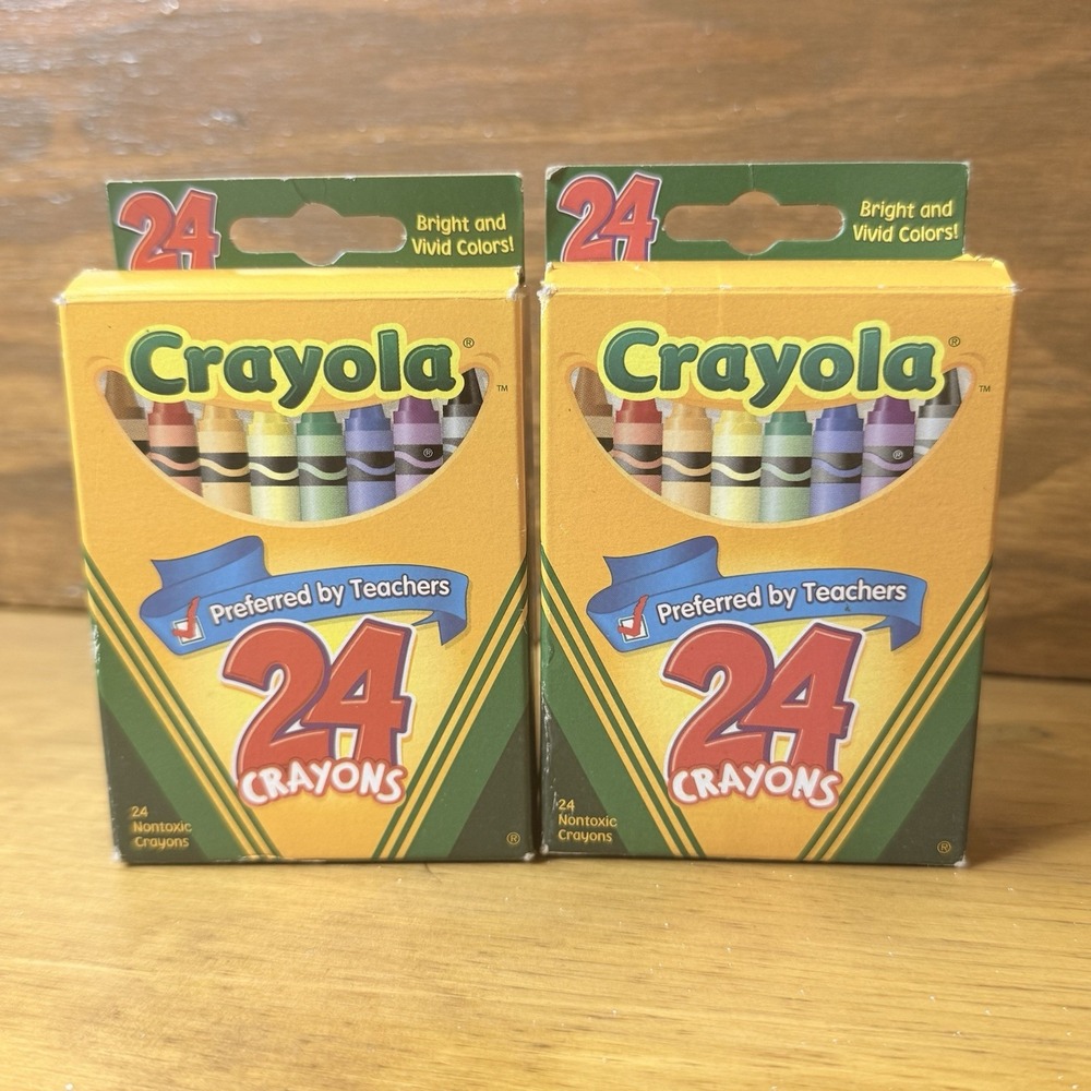 TWO Retired Dandelion Included Crayola 24 Count Box Crayons Binney Smith 2006 - Picture 1 of 6